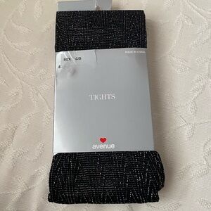Avenue Black Tights with Silver Metallic Thread  women’s size C/D 180-235 lbs